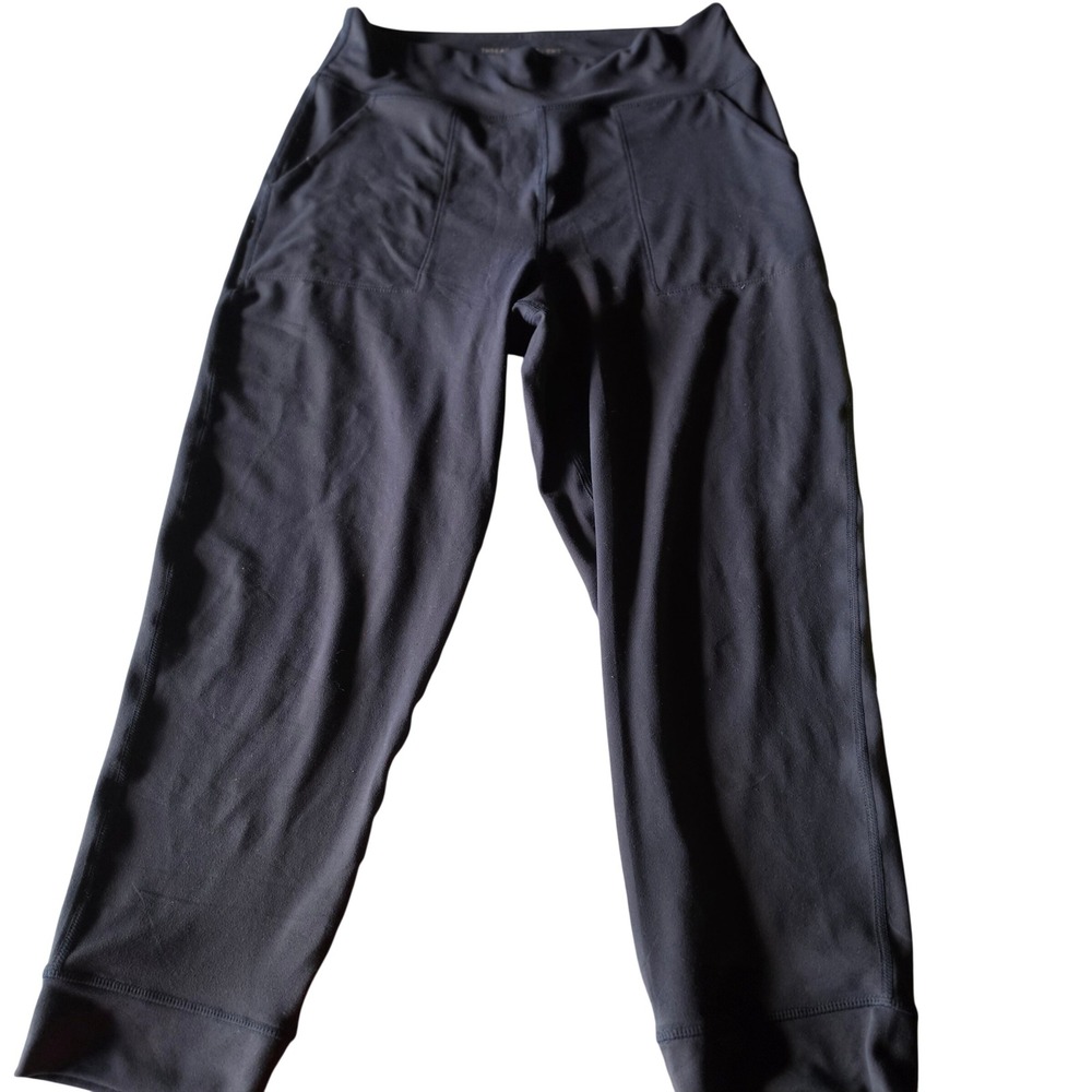 Threads 4 Thought ReActive Women Black Crop Leggings Pockets Size M 14327